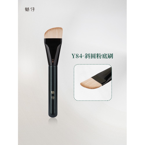 魅仔Y84斜圓粉底刷加調色盤扁頭刀鋒粉底液刷超薄無痕底妝化妝刷