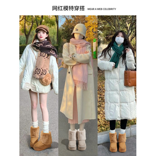 香港GP駝色內增高10CM雪地靴女冬2025新款加絨厚底棉鞋短筒毛毛靴