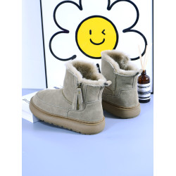 周冬雨同款側拉鍊雪地靴女冬2025羊皮毛一體短筒厚底防滑東北棉鞋