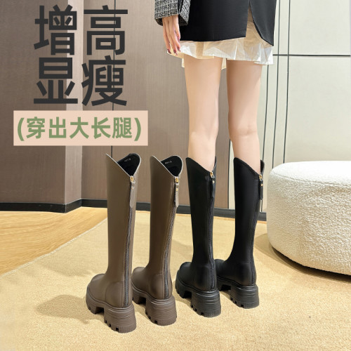 內增高長筒靴女秋冬新款小個子v口不過膝長靴顯瘦高跟厚底騎士靴 內增高長筒靴女秋冬新款小個子v口不過膝長靴顯瘦高跟厚底騎士靴