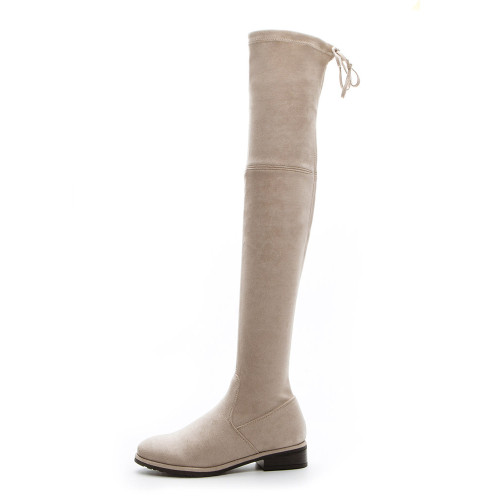 小潘家女鞋~小紅書博主推薦~ 米色過膝長靴5050彈力歐洲站長筒靴 小潘家女鞋~小紅書博主推薦~ 米色過膝長靴5050彈力歐洲站長筒靴