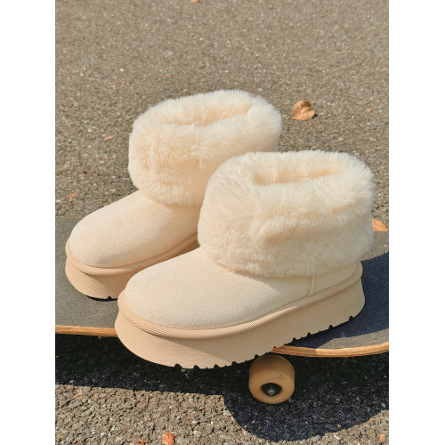 雪地靴女2025冬季保暖棉鞋加絨加厚防滑棉靴拉鍊毛毛鞋厚底短筒靴