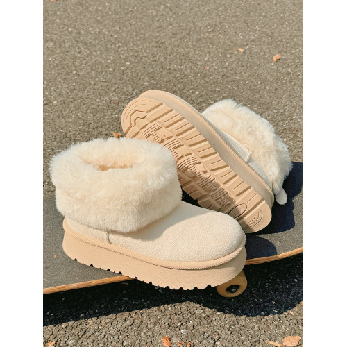 雪地靴女2025冬季保暖棉鞋加絨加厚防滑棉靴拉鍊毛毛鞋厚底短筒靴