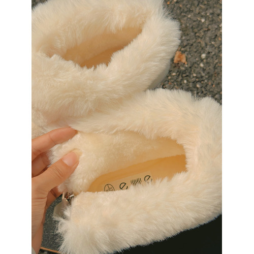 雪地靴女2025冬季保暖棉鞋加絨加厚防滑棉靴拉鍊毛毛鞋厚底短筒靴