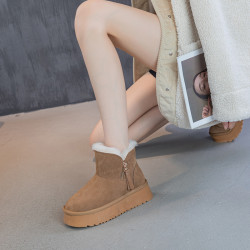 超厚雪地靴女皮毛一體2026新款秋冬加絨厚底棉鞋真皮羊毛保暖靴子