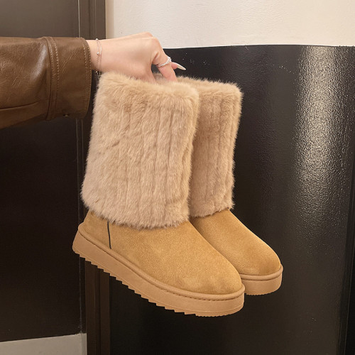 毛毛雪地靴女款冬季2026新款加絨加厚保暖網紅冰島厚底東北大棉鞋 毛毛雪地靴女款冬季2026新款加絨加厚保暖網紅冰島厚底東北大棉鞋