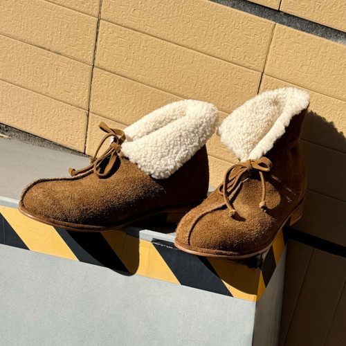 2025新款冬季加絨保暖棉鞋女士外穿毛毛鞋羊羔毛雪地靴平底短靴