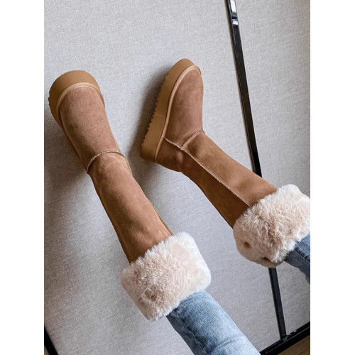 厚底長筒雪地靴女2026冬季新款加絨加厚高筒長靴兩穿過膝東北棉鞋