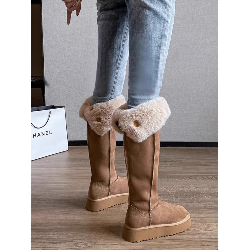 厚底長筒雪地靴女2026冬季新款加絨加厚高筒長靴兩穿過膝東北棉鞋