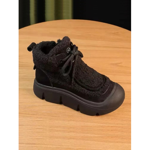 英倫風羊羔毛馬丁靴女2026冬季新款厚底增高棉鞋軟底軟面媽媽短靴