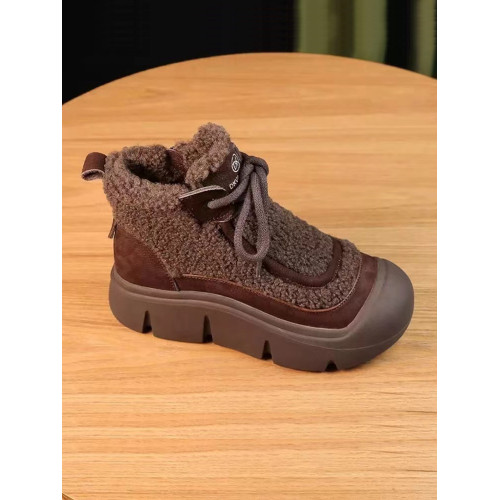 英倫風羊羔毛馬丁靴女2026冬季新款厚底增高棉鞋軟底軟面媽媽短靴