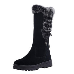 撤櫃款真兔毛防滑雪地靴2026冬季新款保暖棉鞋加絨厚底女靴中筒靴