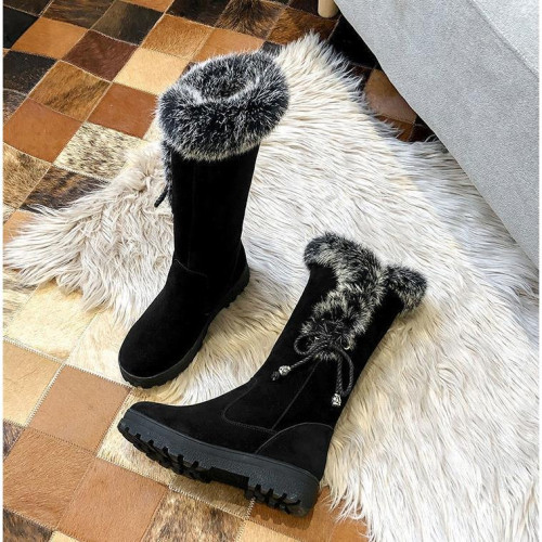 撤櫃款真兔毛防滑雪地靴2026冬季新款保暖棉鞋加絨厚底女靴中筒靴 撤櫃款真兔毛防滑雪地靴2026冬季新款保暖棉鞋加絨厚底女靴中筒靴
