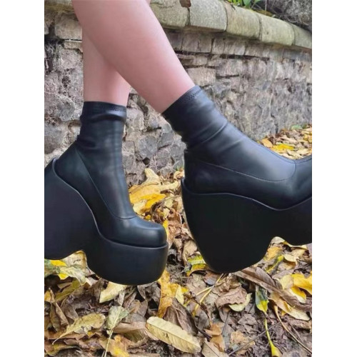 顯瘦辣妹機能y2k百搭夏季薄款性感包腿超厚底坡跟高跟長筒靴