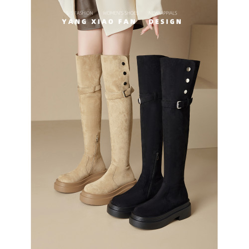 加寬版~胖mm粗腿過膝靴女大筒圍長筒靴厚底高筒騎士靴大碼長靴女