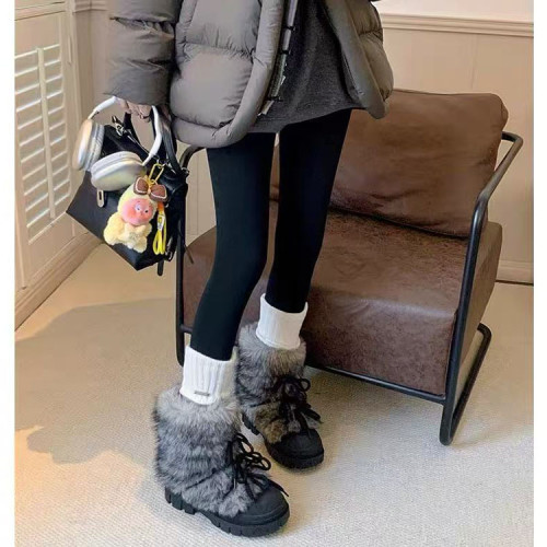 小個子增高毛毛雪地靴女2026秋冬新款復古厚底大頭靴加絨加厚棉鞋 小個子增高毛毛雪地靴女2026秋冬新款復古厚底大頭靴加絨加厚棉鞋