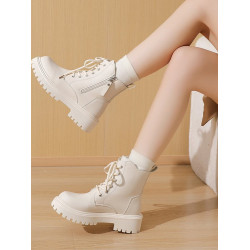 真皮惠州厚底馬丁靴女款2025新款英倫風巨好看內增高瘦瘦白色短靴