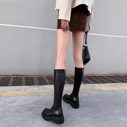 小筒圍長筒靴子女2026新款不過膝長靴厚底小鳥腿瘦瘦靴高筒騎士靴