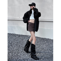 林再琳 美拉德~復古內增高長高筒大筒圍牛仔西部靴堆堆高跟褲琯靴