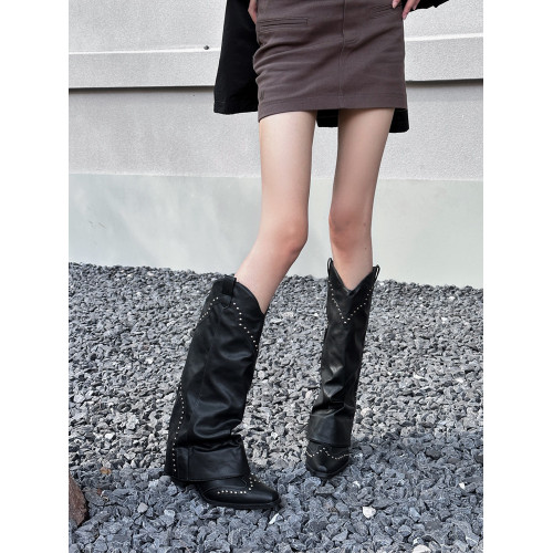 林再琳 美拉德~復古內增高長高筒大筒圍牛仔西部靴堆堆高跟褲琯靴