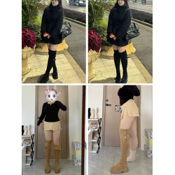 兩穿胖mm粗腿過膝靴女大筒圍長筒靴厚底高筒騎士靴大碼長靴41到43