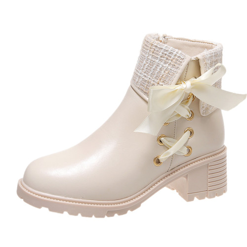 小香風靴子女2025年秋冬新款百搭瘦瘦靴短靴粗跟馬丁靴女高跟單靴 小香風靴子女2025年秋冬新款百搭瘦瘦靴短靴粗跟馬丁靴女高跟單靴