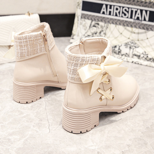 小香風靴子女2025年秋冬新款百搭瘦瘦靴短靴粗跟馬丁靴女高跟單靴 小香風靴子女2025年秋冬新款百搭瘦瘦靴短靴粗跟馬丁靴女高跟單靴