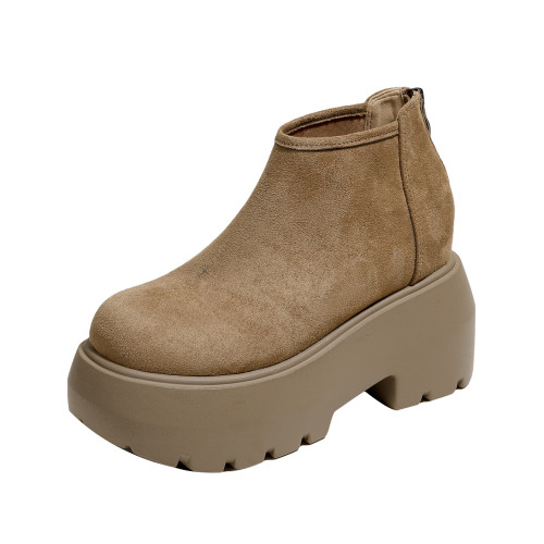 時尚12CM內增高粗跟馬丁靴女瘦瘦靴2026新款爆款復古休閒軟皮短靴 時尚12CM內增高粗跟馬丁靴女瘦瘦靴2026新款爆款復古休閒軟皮短靴