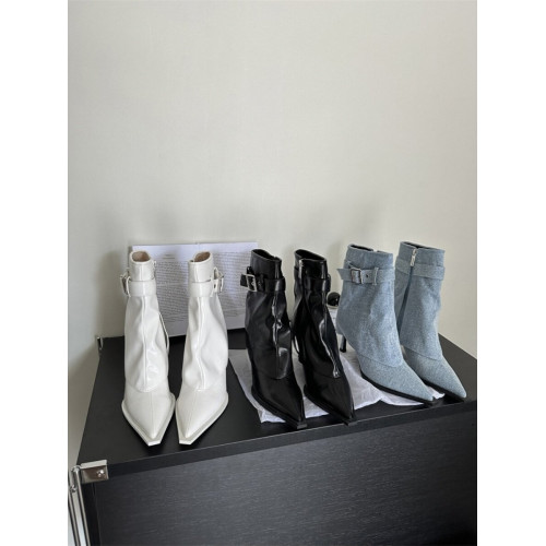 歐美風復古小衆設計短靴女秋冬網紅新款高跟尖頭細跟中筒褲琯靴子