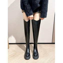 特大碼過膝長靴胖mm粗腿加絨秋冬款厚底皮靴大筒圍顯瘦加寬款筒靴