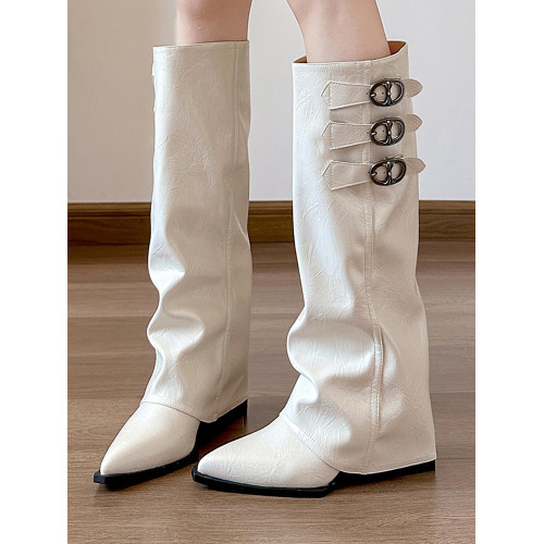 品牌撤櫃真皮法式尖頭坡跟長筒靴女2025秋冬新款增高褲琯靴馬丁靴 品牌撤櫃真皮法式尖頭坡跟長筒靴女2025秋冬新款增高褲琯靴馬丁靴