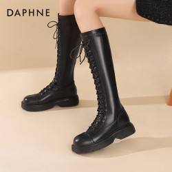 達芙妮靴子女秋黑色長筒靴女2026新款騎士靴女高筒靴長靴女款冬季