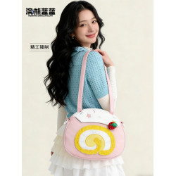 浣熊藍藍可愛甜系洛麗塔女生單肩包2026新款卡通撞色大容量單肩包