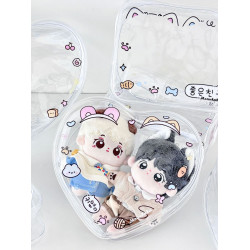 原創愛心雙娃包拉鍊袋霤娃包pvc吧唧收納袋外出娃用可攜式袋自製