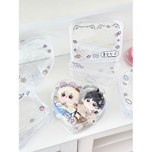 原創愛心雙娃包拉鍊袋霤娃包pvc吧唧收納袋外出娃用可攜式袋自製