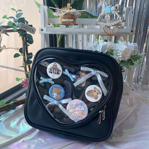 櫻桃醬原創方形小食量痛包簡約百搭雙背斜後後背包手提包可愛立體心型