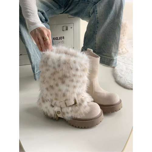 加絨加厚雪地靴女2025年冬季新款靴子中筒棉鞋厚底增高保暖毛毛靴