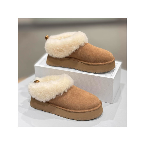 羊皮版！小個子厚底增高雪地靴女復古舒適軟底加絨加厚毛毛鞋短靴