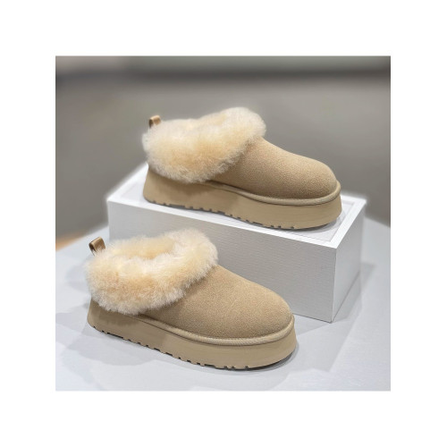 羊皮版！小個子厚底增高雪地靴女復古舒適軟底加絨加厚毛毛鞋短靴