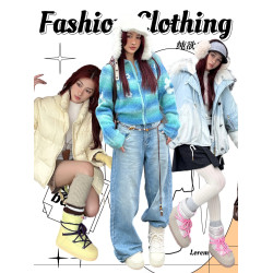 與愛私奔軟底月亮雪地靴女冬2025顯腳小加絨米白色短靴加厚大棉鞋