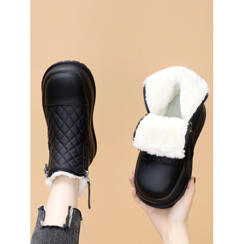 厚底雪地靴女款2025新款冬季短靴子羊毛馬丁靴加絨加厚保暖大棉鞋 厚底雪地靴女款2025新款冬季短靴子羊毛馬丁靴加絨加厚保暖大棉鞋