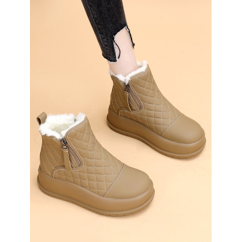 厚底雪地靴女款2025新款冬季短靴子羊毛馬丁靴加絨加厚保暖大棉鞋 厚底雪地靴女款2025新款冬季短靴子羊毛馬丁靴加絨加厚保暖大棉鞋