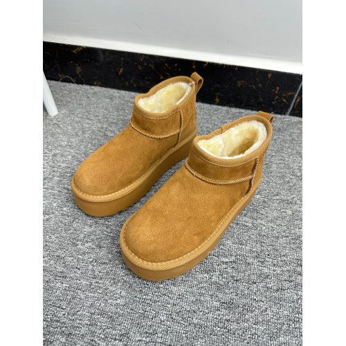 【真皮雪地靴】厚底防滑經典圓頭舒適保暖加絨一腳蹬棉靴女