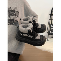 廻力女鞋加絨加厚棉鞋女款2025新款冬季防寒保暖厚底雪地靴毛毛鞋