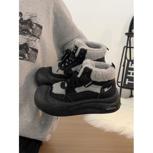 廻力女鞋加絨加厚棉鞋女款2025新款冬季防寒保暖厚底雪地靴毛毛鞋