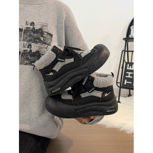 廻力女鞋加絨加厚棉鞋女款2025新款冬季防寒保暖厚底雪地靴毛毛鞋