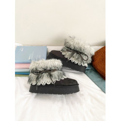 聖誕帽厚底雪地靴女冬季保暖原創小衆加絨加厚短靴百搭費爾島棉鞋