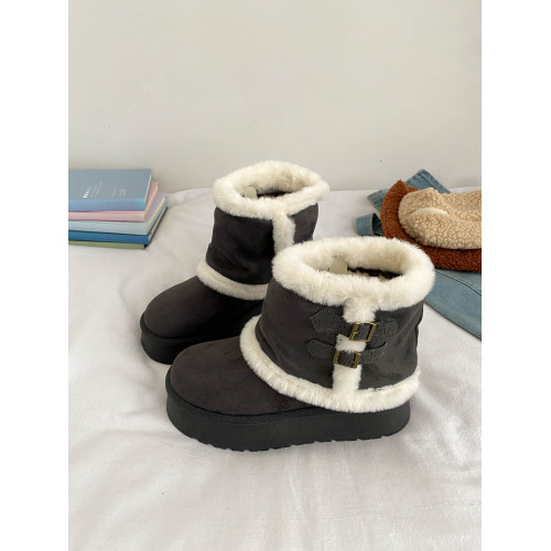 聖誕帽厚底雪地靴女冬季保暖原創小衆加絨加厚短靴百搭費爾島棉鞋