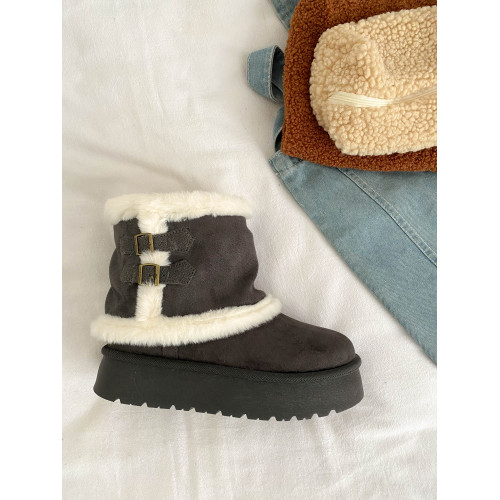 聖誕帽厚底雪地靴女冬季保暖原創小衆加絨加厚短靴百搭費爾島棉鞋