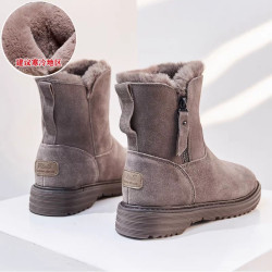 皮毛一體加絨加厚雪地靴女款2026新款冬季兔毛保暖防寒東北大棉鞋